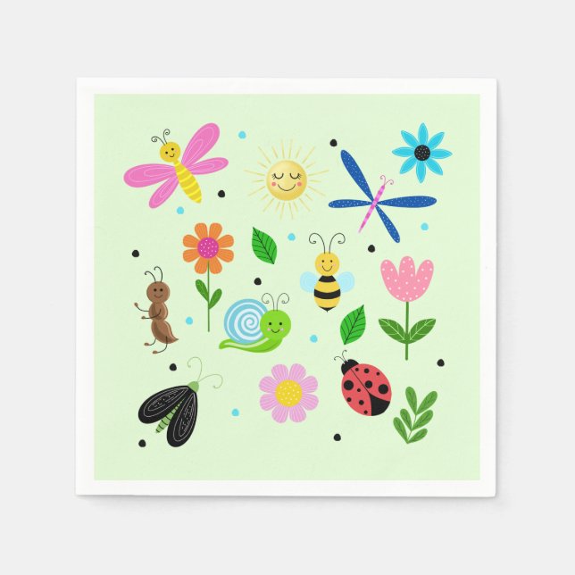 Serviette En Papier Créatures heureuses de la cour (Devant)