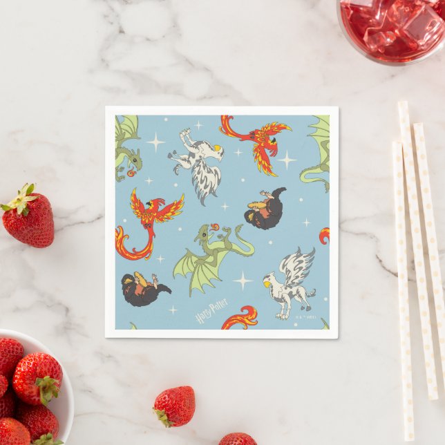 Serviette En Papier Créatures Magiques Motif Vintage (En situation)