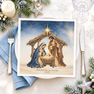 Serviette En Papier Crèche Luke 2:7 Noël