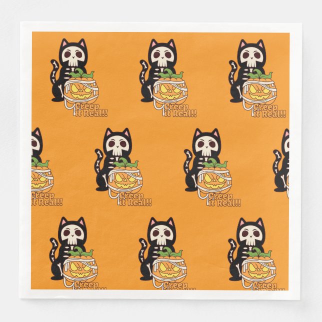Serviette En Papier 🎃 Creep It Napkins 🐱 (Devant)