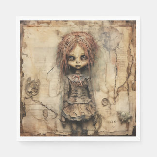 Serviette En Papier Creepy Doll with Pink Bow Napkins