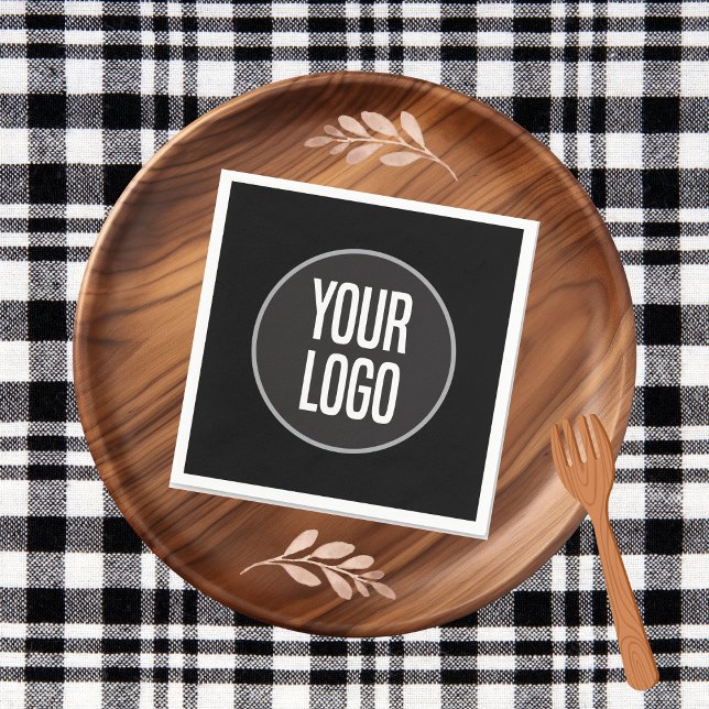 Serviette En Papier Créer un logo d'entreprise papier Cocktail Napkin  (Create Business Logo Paper Cocktail Napkin Black)