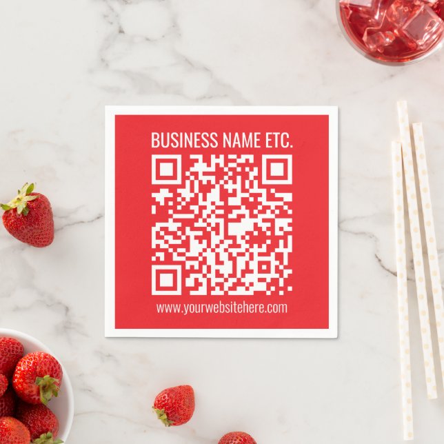 Serviette En Papier Créez instantanément votre propre code QR | Rouge  (En situation)