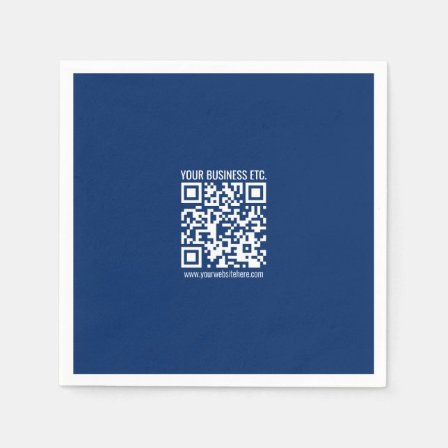 Serviette En Papier Créez votre propre code QR | Bleu (Devant)