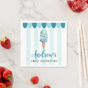 Serviette En Papier Crème Bleue Crème Anniversaire