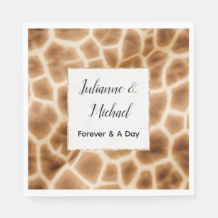 Serviette En Papier Crème Brown Giraffe animal Safari Mariage