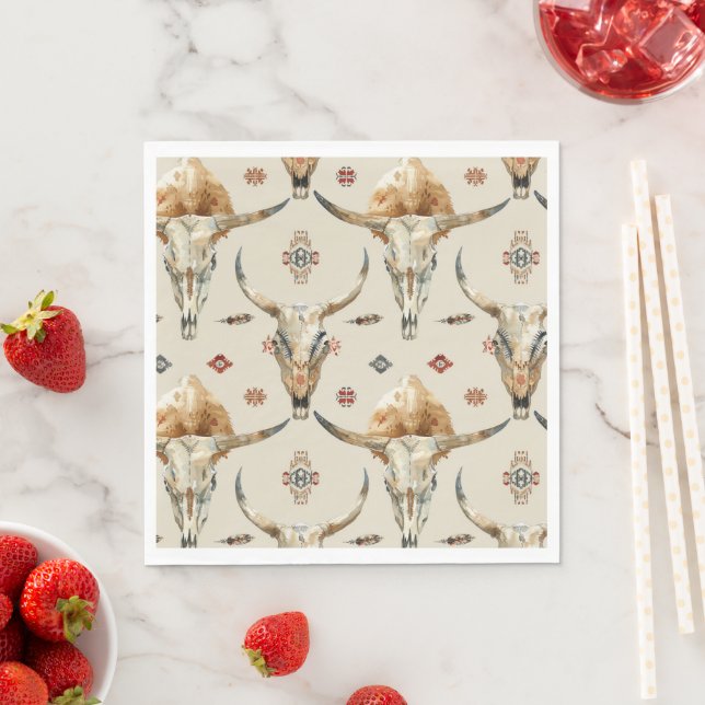 Serviette En Papier Crème Brown Plumes indigènes tribales Anniversaire (En situation)