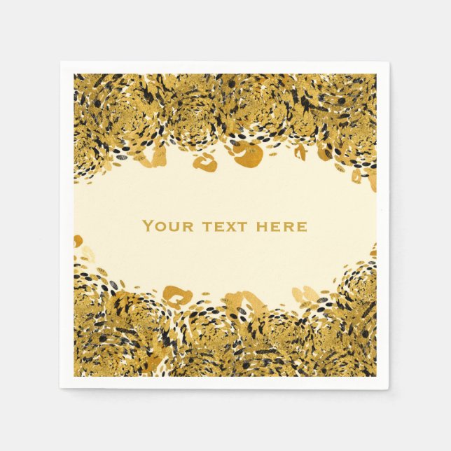 Serviette En Papier Crème Cheetah Gold & Black Exotic Jungle (Devant)
