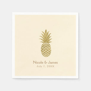 Serviette En Papier Crème d'ananas d'or Mariage tropical élégant