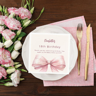 Serviette En Papier crème d'arc rose anniversaire merci