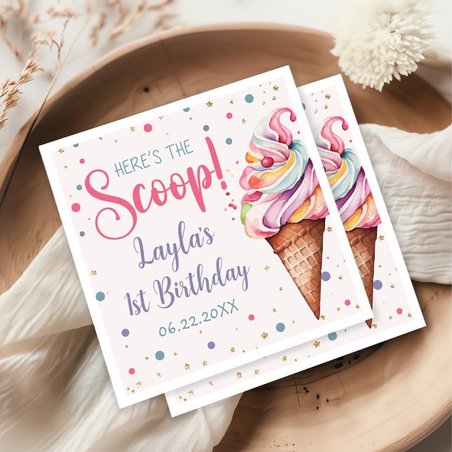 Serviette En Papier Crème de glace 1er fête d'anniversaire (Créateur téléchargé)