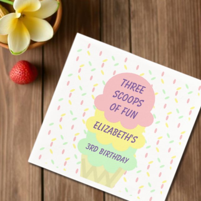 Serviette En Papier Crème de glace 3e anniversaire (Créateur téléchargé)