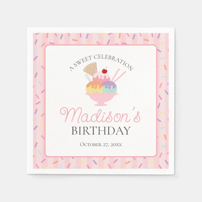 Serviette En Papier Crème de glace Sundae Heres Scoop Sweet Anniversai (Devant)