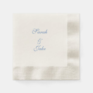 Serviette En Papier Crème de mariage textee bleue