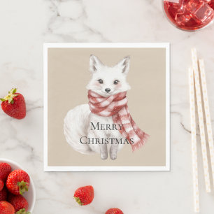 Serviette En Papier Crème de Noël Rouge Blanc Peppermenthe Fox