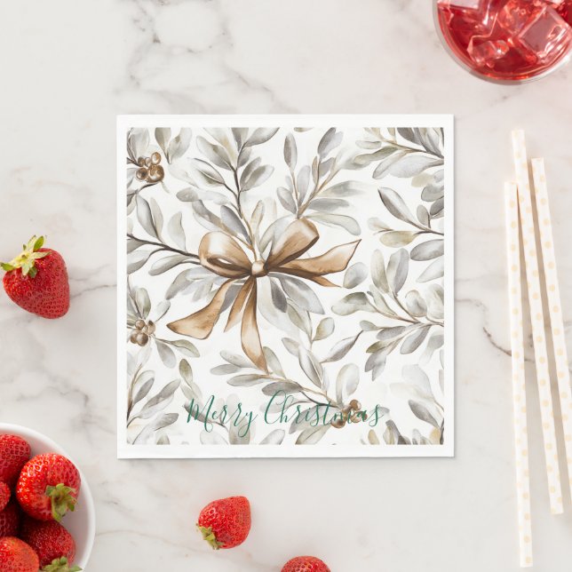 Serviette En Papier Crème de pain d'épice Noël arc (En situation)