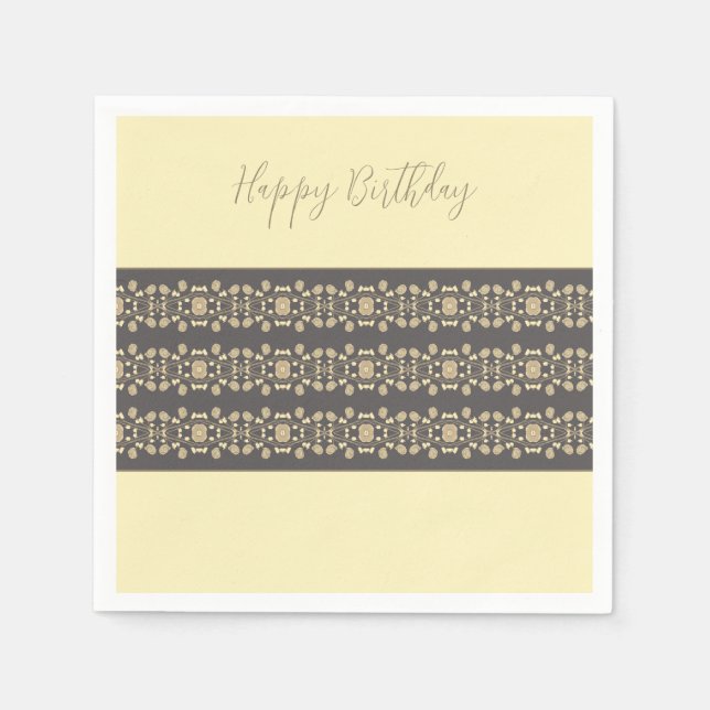 Serviette En Papier Crème Et Taupe Élégantes (Devant)