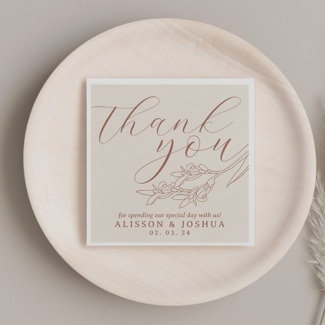 Serviette En Papier Crème et Terracotta minimaliste chic (Créateur téléchargé)