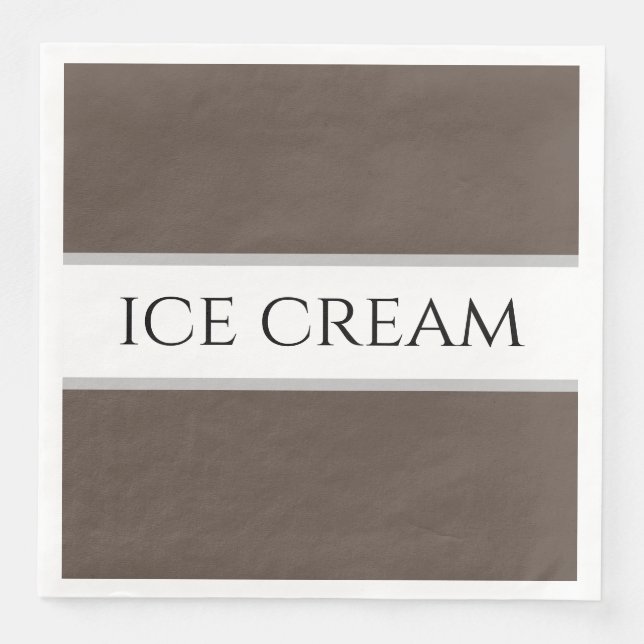 Serviette En Papier CRÈME GLACÉE Brun Chocolat Blanc Rayures (Devant)