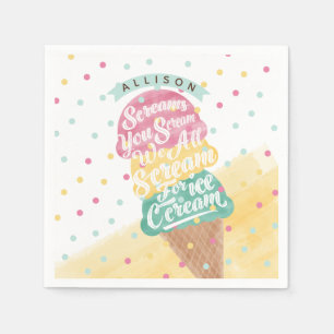Serviette En Papier Crème glacée cône Scoops Traitez Bright Anniversai