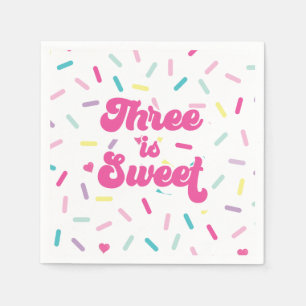 Serviette En Papier Crème glacée et gâteau Trois est doux 3e anniversa