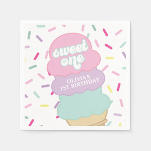 Serviette En Papier Crème glacée et saupoudrées sucrées Un 1er Anniver