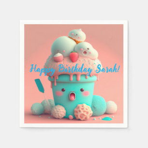 Serviette En Papier Crème glacée Kawaii