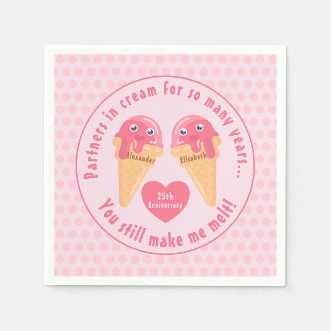 Serviette En Papier Crème glacée Scoops Cute Romantique Saint Valentin (Devant)