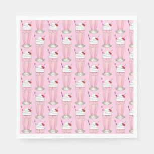 Serviette En Papier Crème glacée Shoppe fraise rose Shake Milkshake
