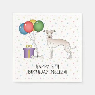Serviette En Papier Crème Italien Greyhound Cute Dog - Joyeux annivers