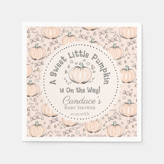 Serviette En Papier Crème neutre genre Baby shower petit Citrouille (Devant)