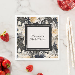 Serviette En Papier Crème noire léopard animal Fête des mariées floral