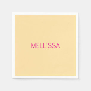 Serviette En Papier Crème nom personnalisé minimaliste