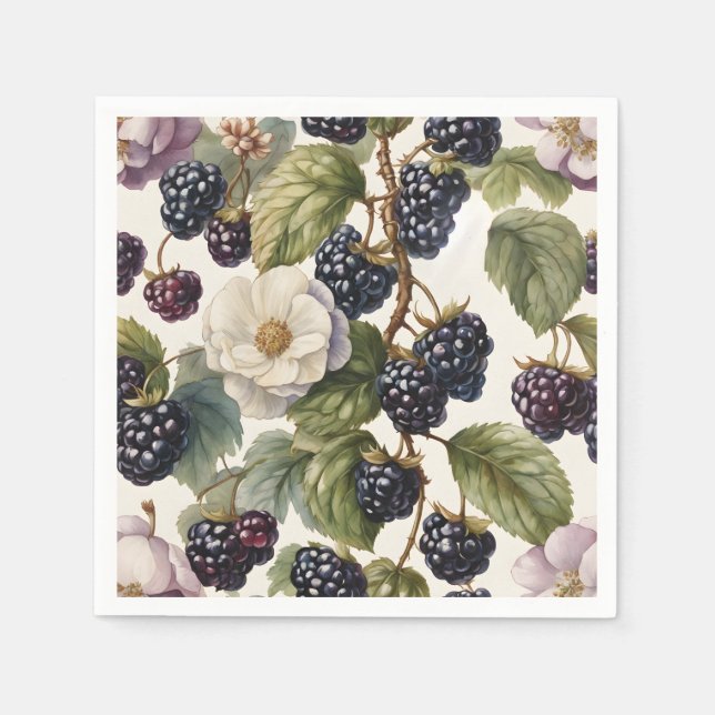 Serviette En Papier Crème Regal Elegance Mûre & Fleurs (Devant)
