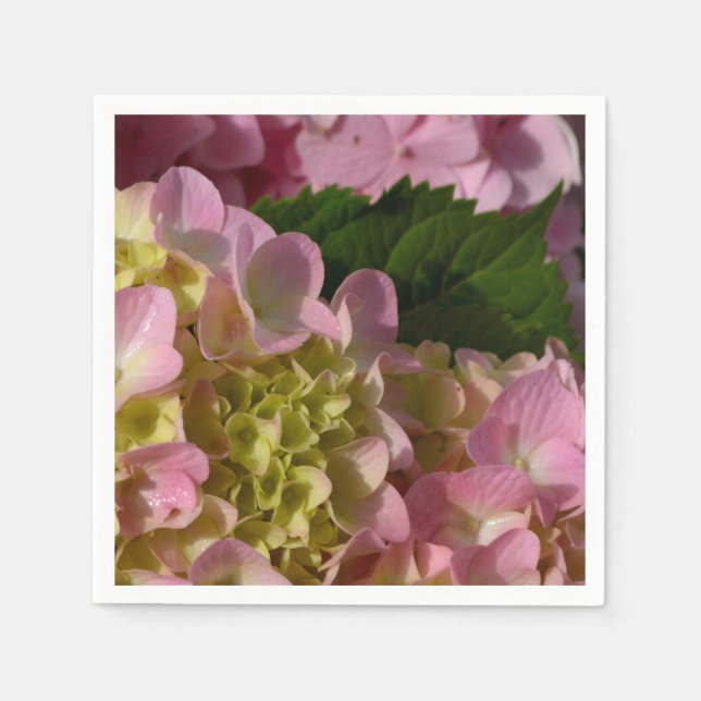 Serviette En Papier Crème rose Hydrangeas jaune rose vert floral (Devant)