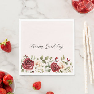 Serviette En Papier Crème rouge Roses Blush rose Mariage Floral