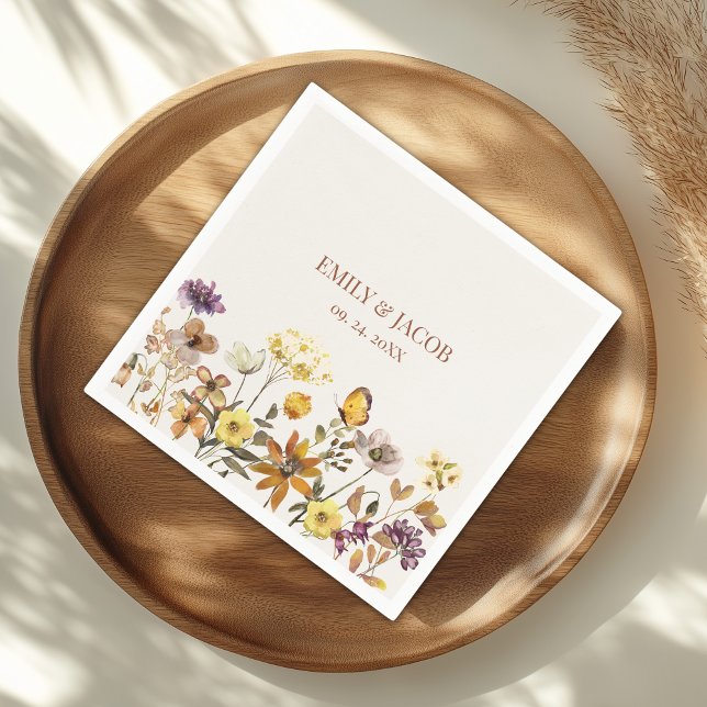 Serviette En Papier Crème & Terracotta Fleur sauvage Boho Mariage serv (Créateur téléchargé)