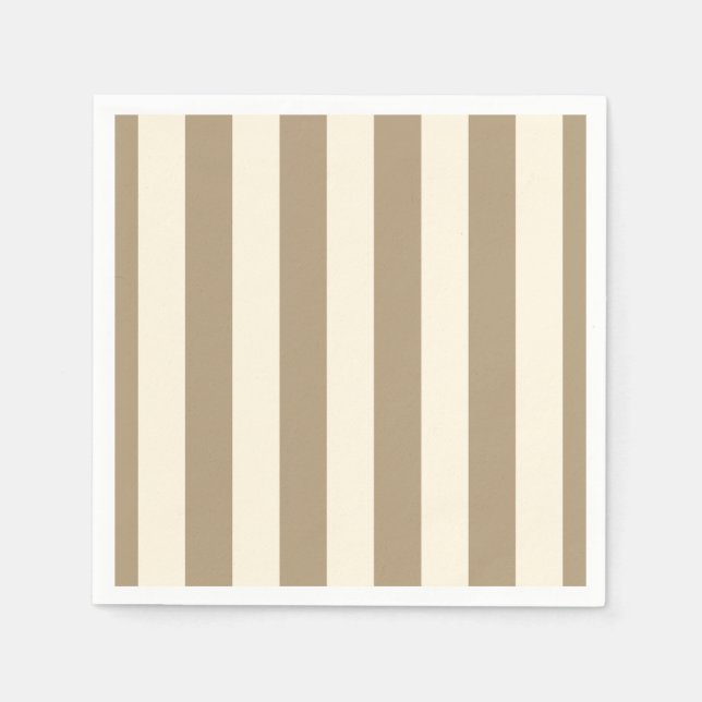 Serviette En Papier Crème Tofu Khaki Oyster Stripe (Devant)