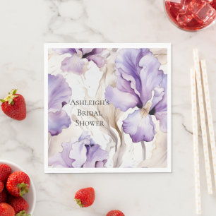 Serviette En Papier Crème violette Fête des mariées Florale Iris