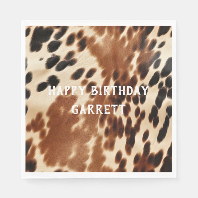Serviette En Papier Crème Western Cowboy Brown Noir Cowhide (Devant)