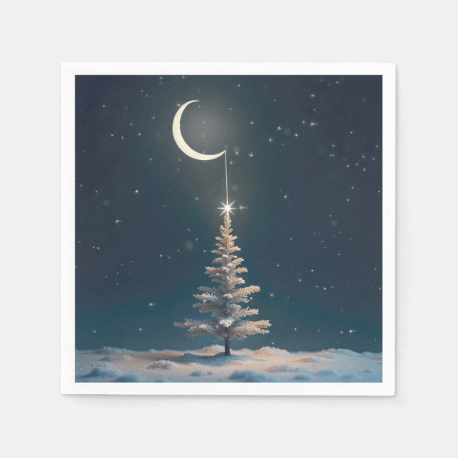 Serviette En Papier Crescent Moon avec l'étoile de Noël (Devant)