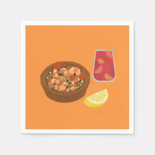 Serviette En Papier Crevettes et Sangria