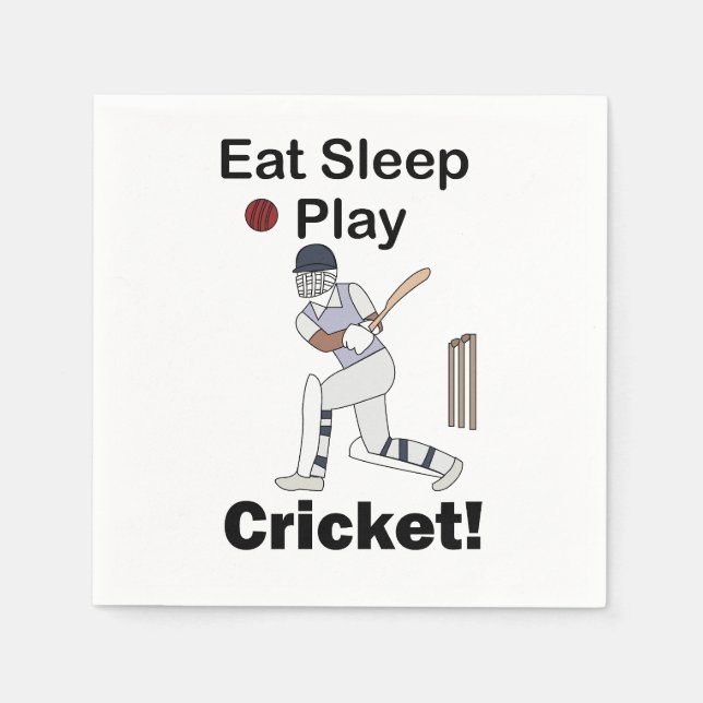 Serviette En Papier Cricket Sports Manger Dormir Jouer Cricket Fête (Devant)