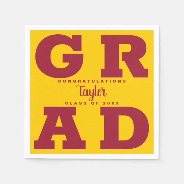 Serviette En Papier Crimson Yellow Gold Graduation (Devant)