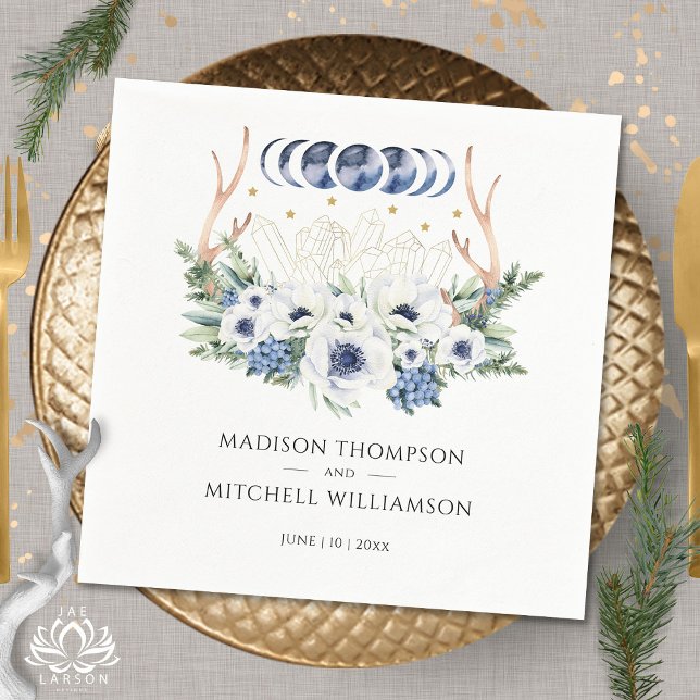 Serviette En Papier Cristaux de lune Fleurs Boho Mariage métaphysique (Créateur téléchargé)