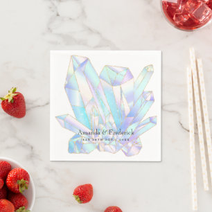 Serviette En Papier Cristaux de mariage à l'aquarelle géométrique