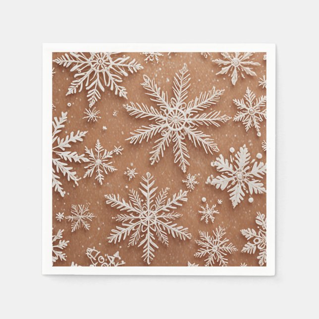 Serviette En Papier Cristaux d'hiver dorés (Devant)