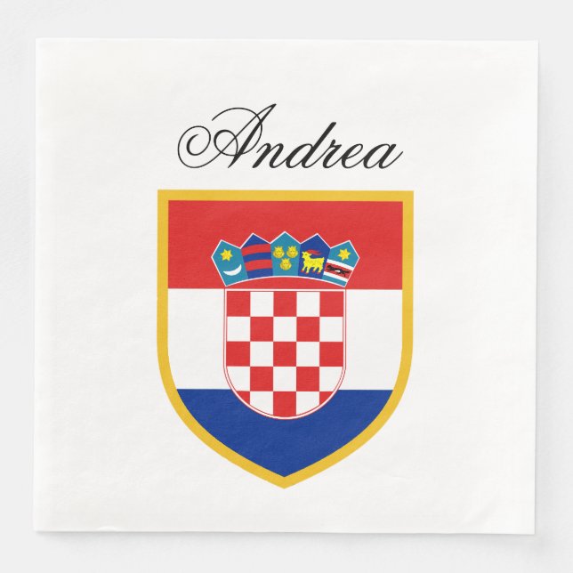 Serviette En Papier Croatia Flag Personalized (Devant)