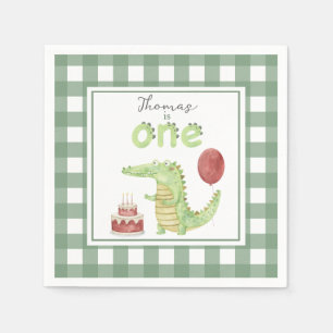 Serviette En Papier Crocodile d'aquarelle 1er anniversaire