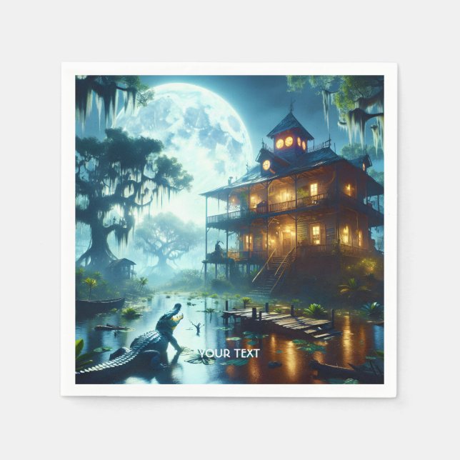 Serviette En Papier Crocodile du lac Cabine mignon Imaginaire (Devant)